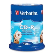 Verbatim CD-R 700MB 52X with Blank White Surface - 100pk Spindle