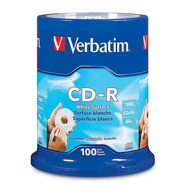 Verbatim CD-R 700MB 52X with Blank White Surface - 100pk Spindle