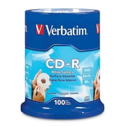 Verbatim CD-R 700MB 52X with Blank White Surface - 100pk Spindle
