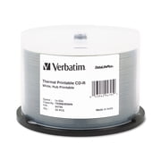 Verbatim 94795 700 MB/80 min 52x Spindle Hub Printable CD-R DataLifePlus Printable Recordable Disc - White 50/Pack