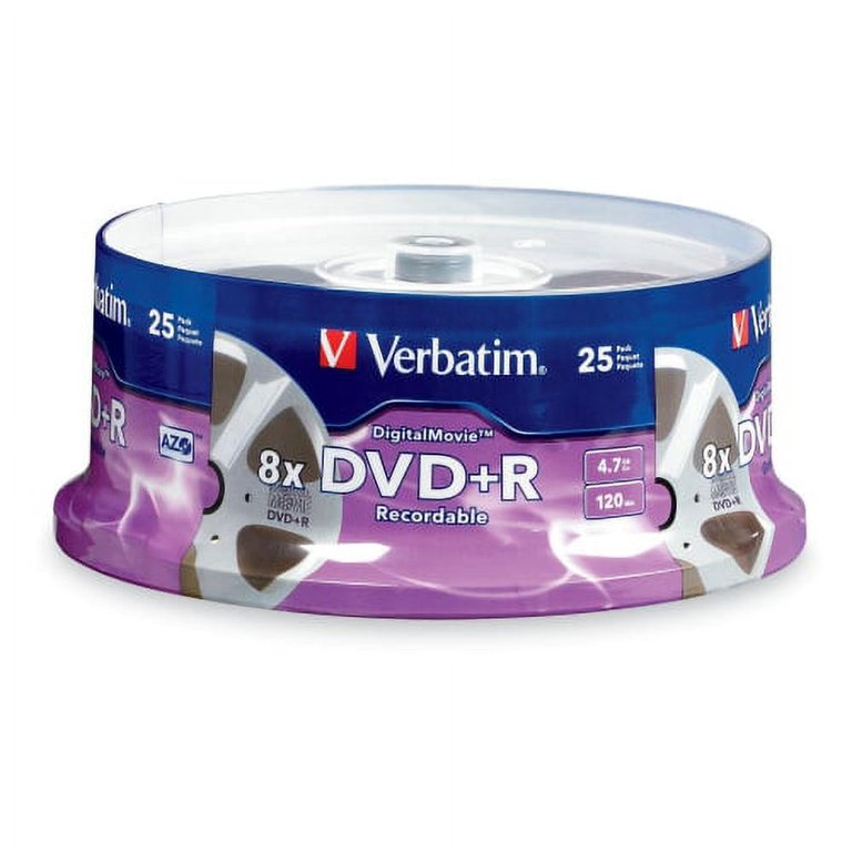 Verbatim 8x 4.7 GB DVD R Digital Movie Spindle 25 Discs