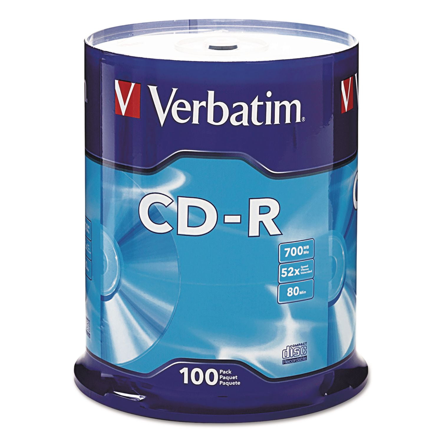 Verbatim Recordable CD-R Discs - 700MB/80min Burn Speed - 100 Pack ...