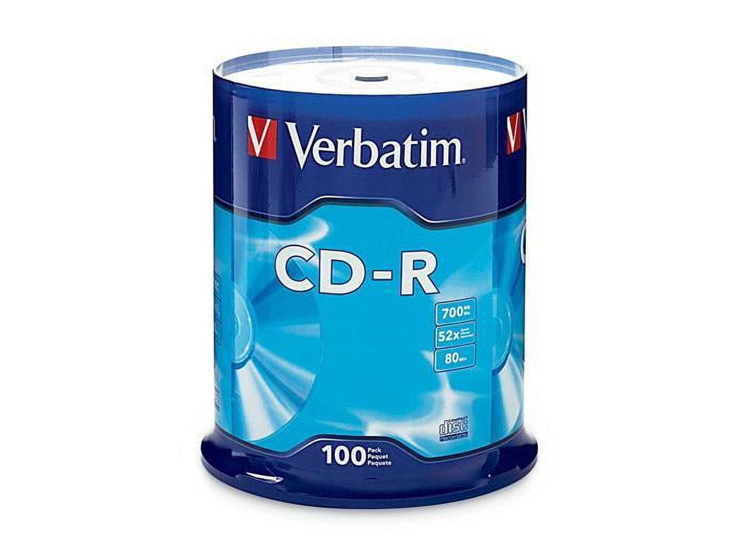 Verbatim Recordable CD-R Discs - 700MB/80min Burn Speed - 100 Pack ...