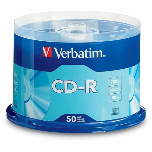 Verbatim 94691 CD Recordable Media - CD-R - 52x - 700 MB, Single-layer Layers, 1.33 Hour Maximum Recording Time | 2 Packs (100 Total)
