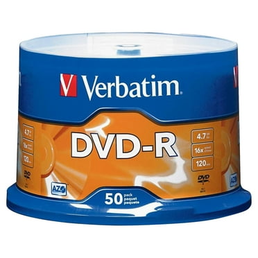 Verbatim DVD-R, 4.7 GB 16x Branded, Pack of 50 on Spindle