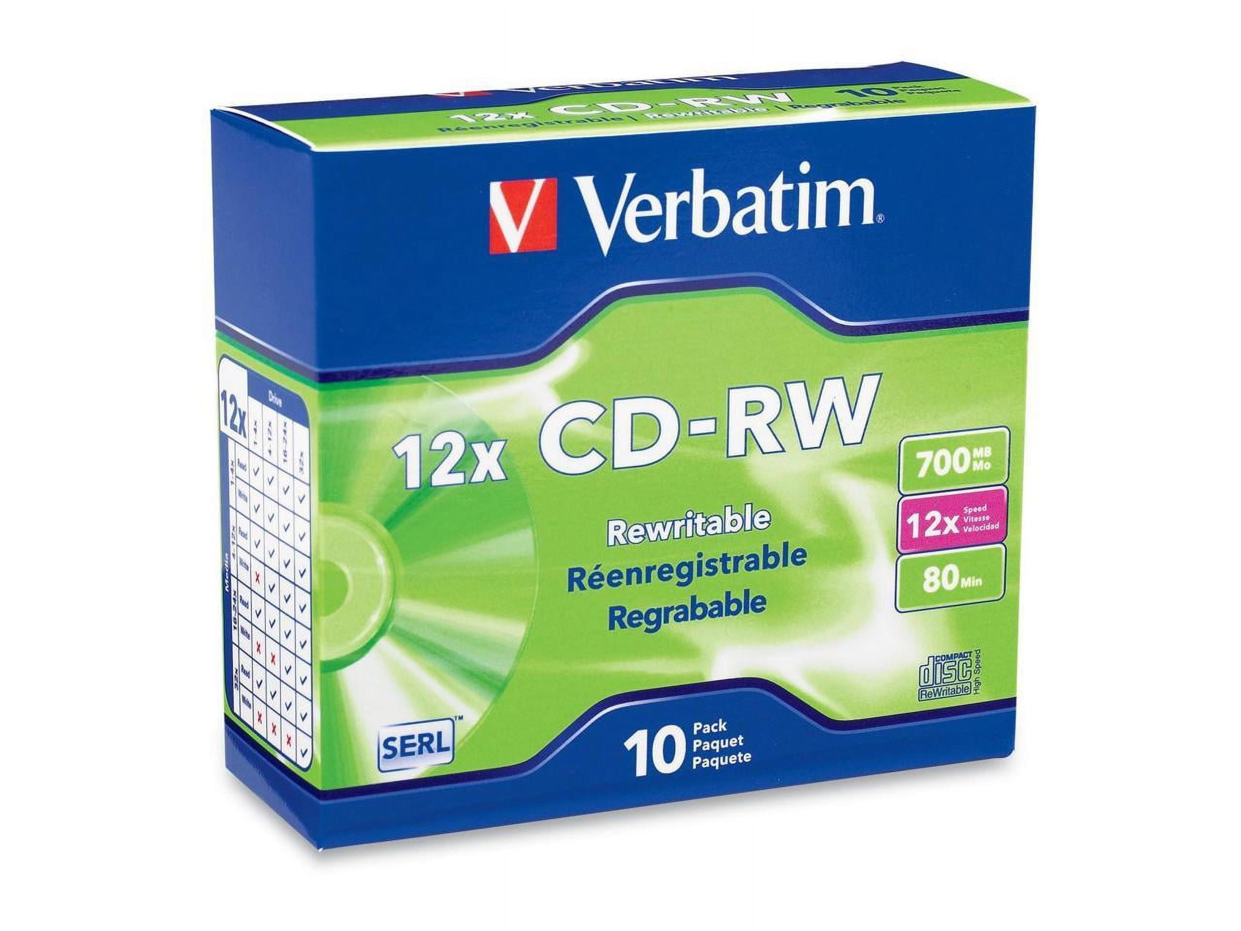 CD-RW High-Speed Rewritable Disc, 700 MB/80 min, 12x, Slim Jewel Case, Silver, 10/Pack CD-RW High-Speed Rewritable Disc, 700 MB/80 min, 12x, Slim Jewel Case, Silver, 10/Pack