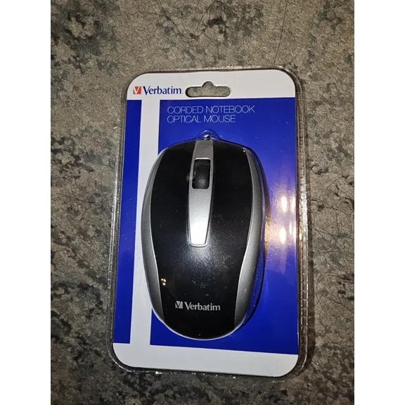 Verbatim 99741 Corded Notebook Optical Mouse Usb Wired Ambidextrous New