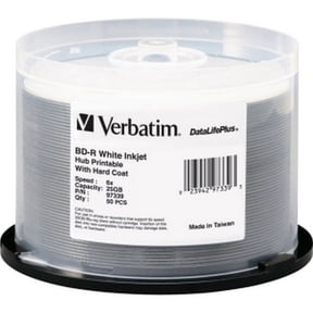VERBATIM CORPORATION 97339 50PK BD-R 25GB 6X DL+ SPINDLE WHITE INKJET HUB PRINTABLE