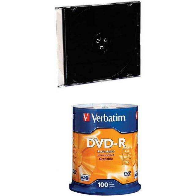 Verbatim CD/DVD Slim Storage Cases (200-Pack) and 4.7GB DVD-Rs (100-Pack)
