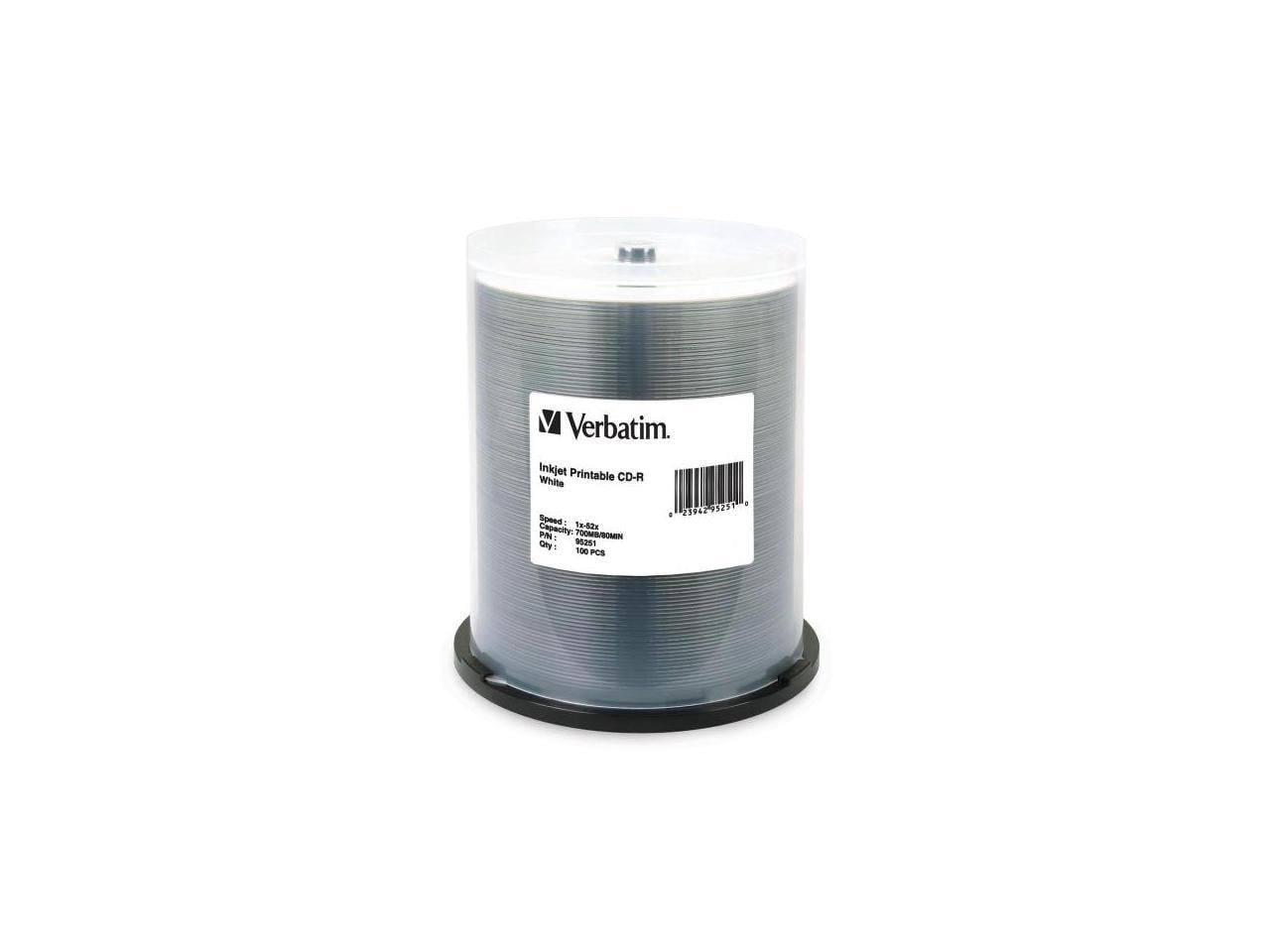 Verbatim CD-R 700MB 52X White Inkjet Printable - 100pk Spindle ...