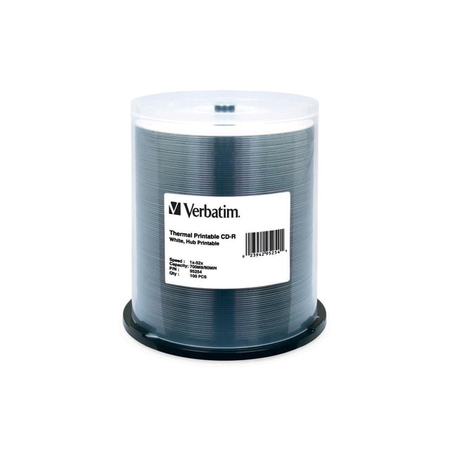 Verbatim Blank Recordable CD-R 700MB 52X, White Thermal Printable, Hub ...