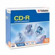 Verbatim CD-R Discs 700MB/80min 52x with Slim Jewel Cases Silver 10 Pack