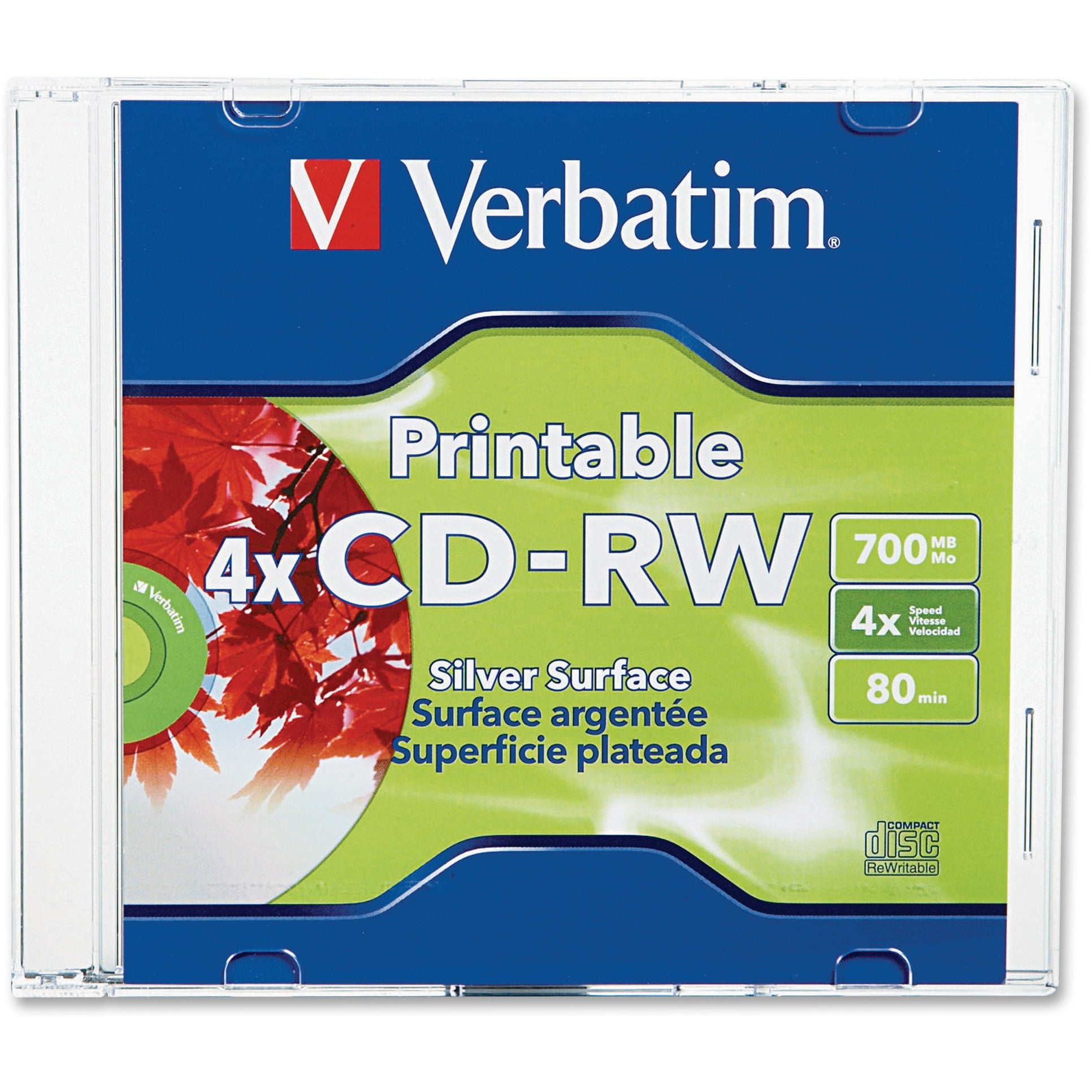 Verbatim CDRW Discs, 700MB/80min, 4x, Silver
