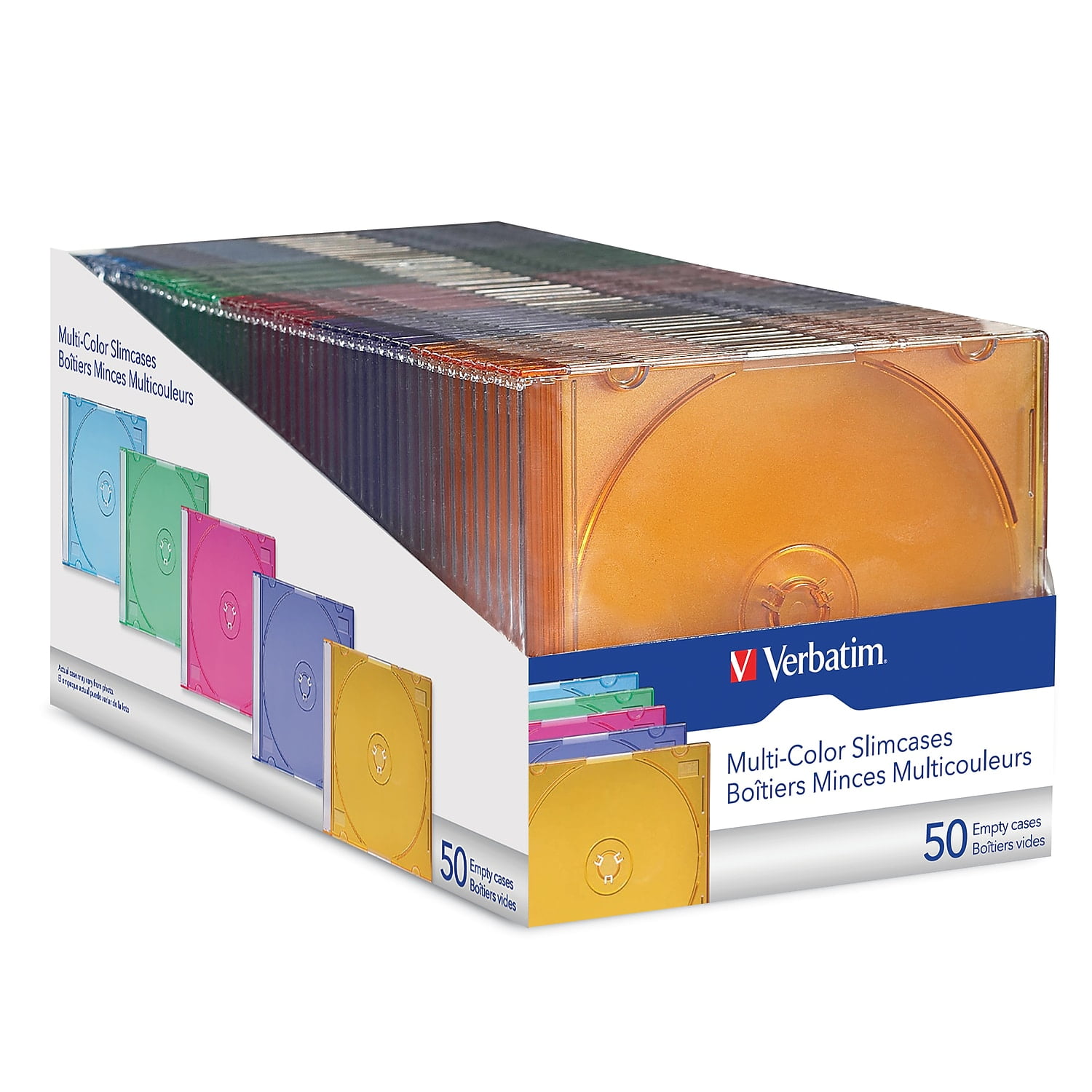 Verbatim 50-Pack Color CD/DVD Slim Cases - Blue, Green