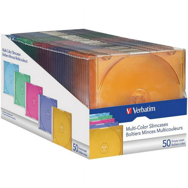 Verbatim® Color CD/DVD Slim Cases, 50 Packs