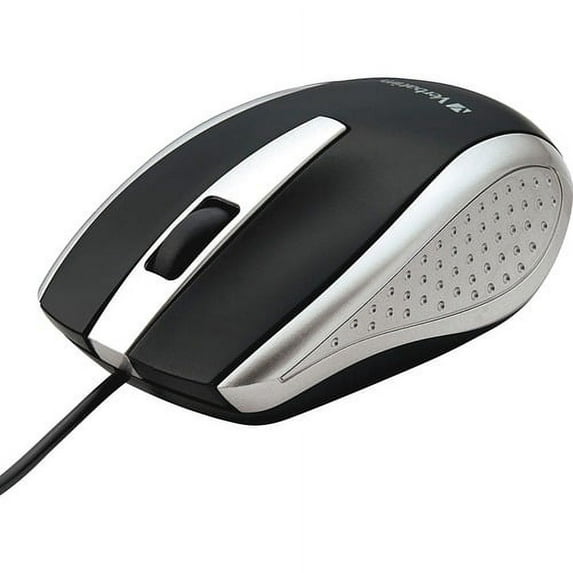 Verbatim Corded Notebook Optical Mouse - Silver - Optical - Cable - Silver - 1 Pack - USB Type A - Scroll Wheel - 3 Button(s) | Bundle of 10 Each