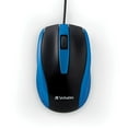 thumbnail image 1 of Verbatim Corded Optical Computer Mouse, Ergonomic, 3 Buttons, USB (Blue), 1 of 7