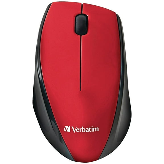 Verbatim Cordless Blue-LED Computer Mouse, Multi-Trac, 3 Buttons, 2.4 GHz (Red)
