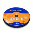 Verbatim DVDR 4.7 GB 16X Discs, 10 Pack, bulk