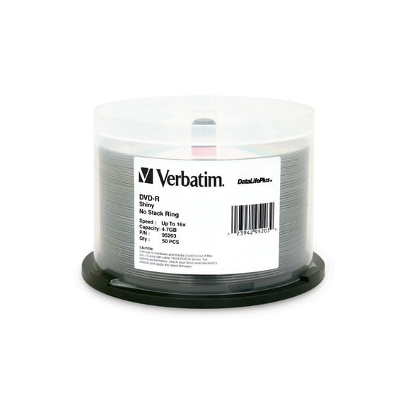 Verbatim DVD-R 4.7GB 16X DataLifePlus Silver Silk Screen Printable, 50pk Spindle