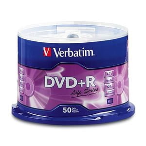 Verbatim DVD+R 4.7GB 16X Life Series with Branded Surface - 50pk Spindle