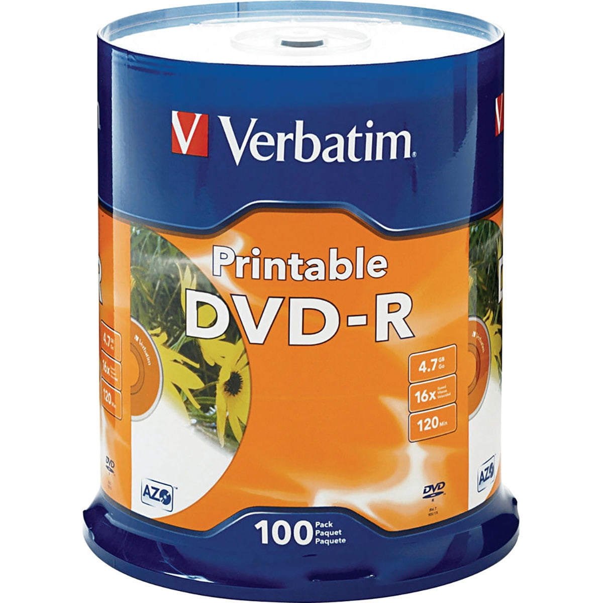 Verbatim, DVD-R, 4.7GB 16X White Inkjet Printable, 100pk Spindle ...