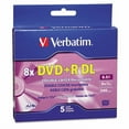 thumbnail image 1 of Verbatim DVD+R Dual-Layer 8.5 GB 8x Recordable Disc Jewel Case, Silver, 5 Pack, 1 of 3