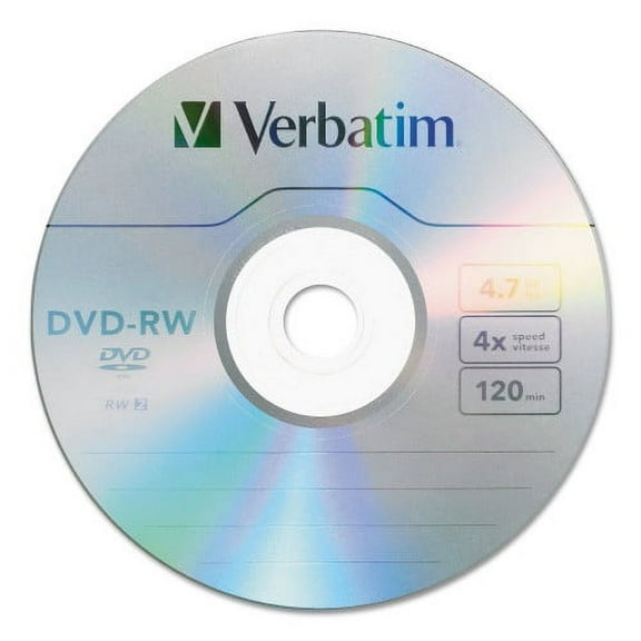 Verbatim DVD-RW Rewritable Disc, 4.7 GB, 4x, Spindle, Silver, 30/Pack, Each