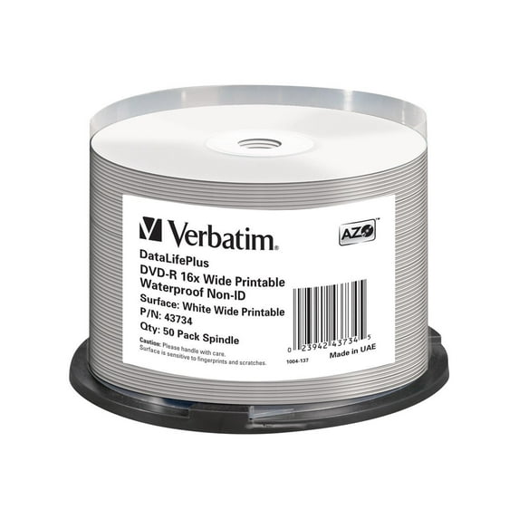 Verbatim DataLifePlus - 50 x DVD-R - 4.7 GB 16x - ink jet printable surface, wide printable surface - spindle