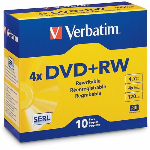 Verbatim DataLifePlus 94839 DVD Rewritable Media - DVD+RW - 4x - 4.70 GB - Silver, 2 Hour Maximum Recording Time | 2 Packs (20 Total)