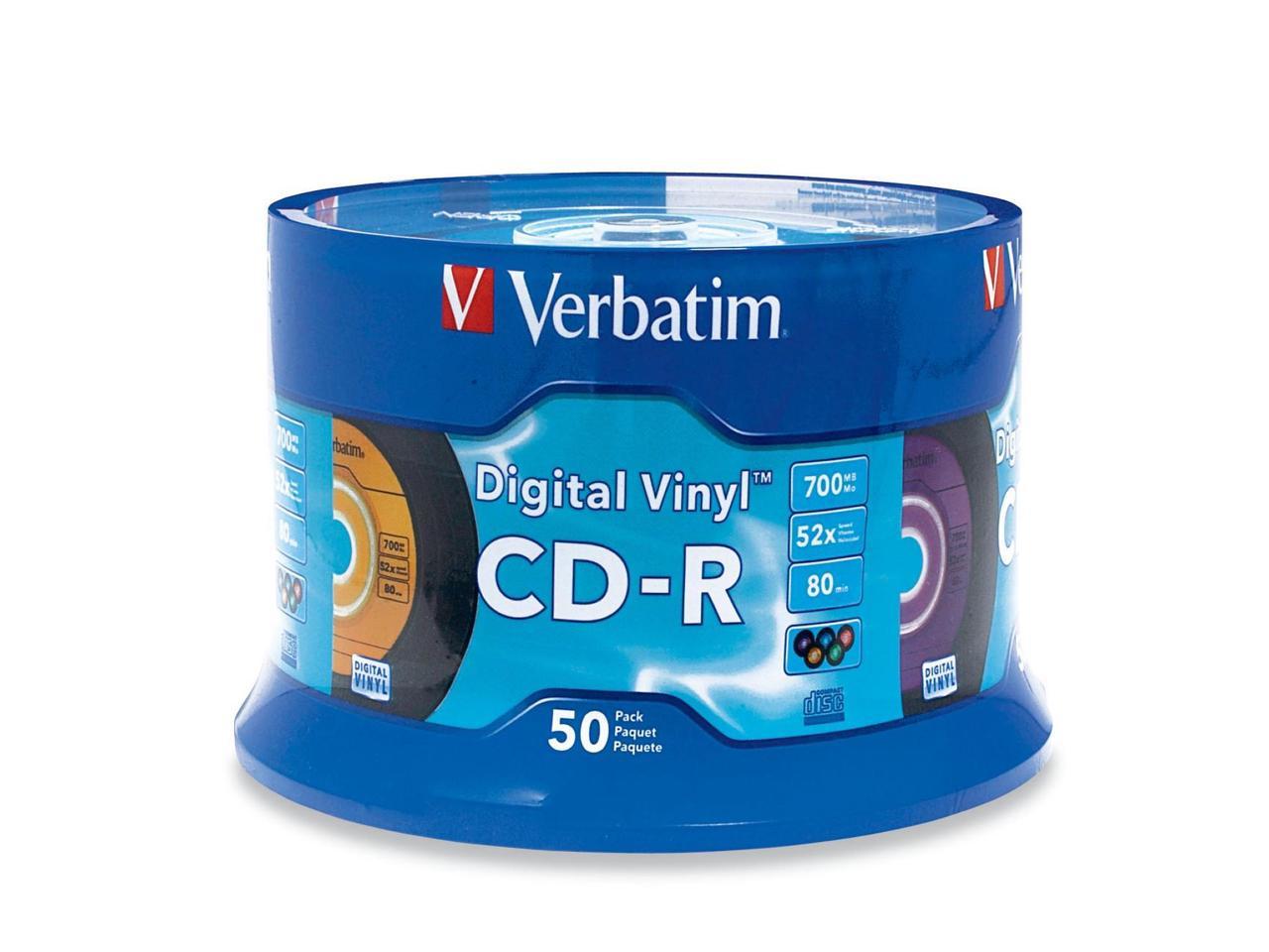 Verbatim Digital Vinyl 700MB 52X CD-R 50 Packs Spindle Disc Model 94587 - image 1 of 2