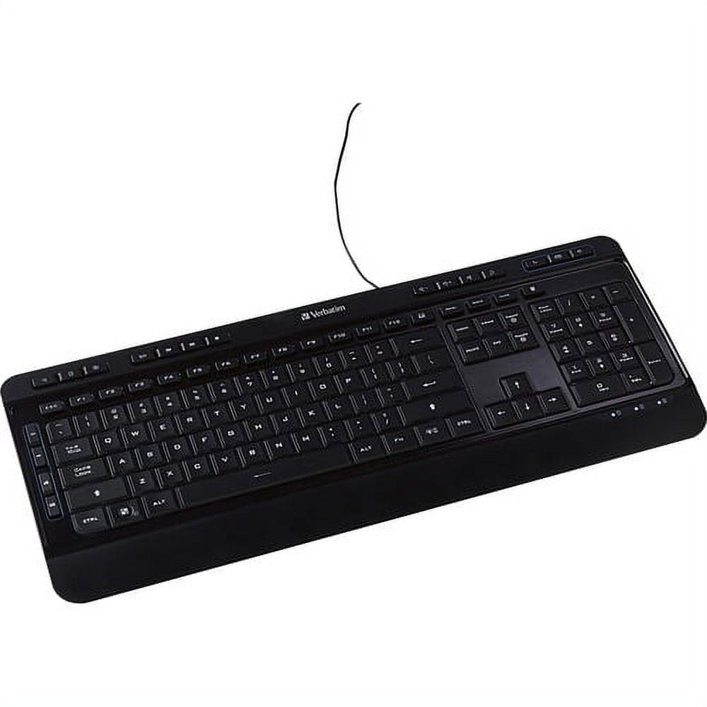 Verbatim Illuminated Wired Keyboard - Cable Connectivity - USB Type A Interface Media Player Hot Key(s) - Windows, Mac OS, Linux - Black Verbatim Illuminated Wired Keyboard - Cable Connectivity - USB Type A Interface Media Player Hot Key(s) - Windows, Mac OS, Linux - Black