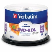 Verbatim® Inkjet Hub Printable DVD+R DL Spindle, White, Pack Of 50