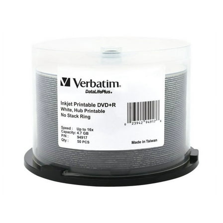 Verbatim dvd+r dl+ 50pk 4.7gb/16x spin-wht