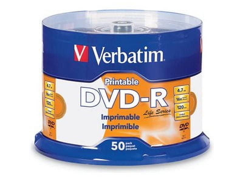 Verbatim® Life Series DVD-R Printable Disc Spindle, Pack Of 50