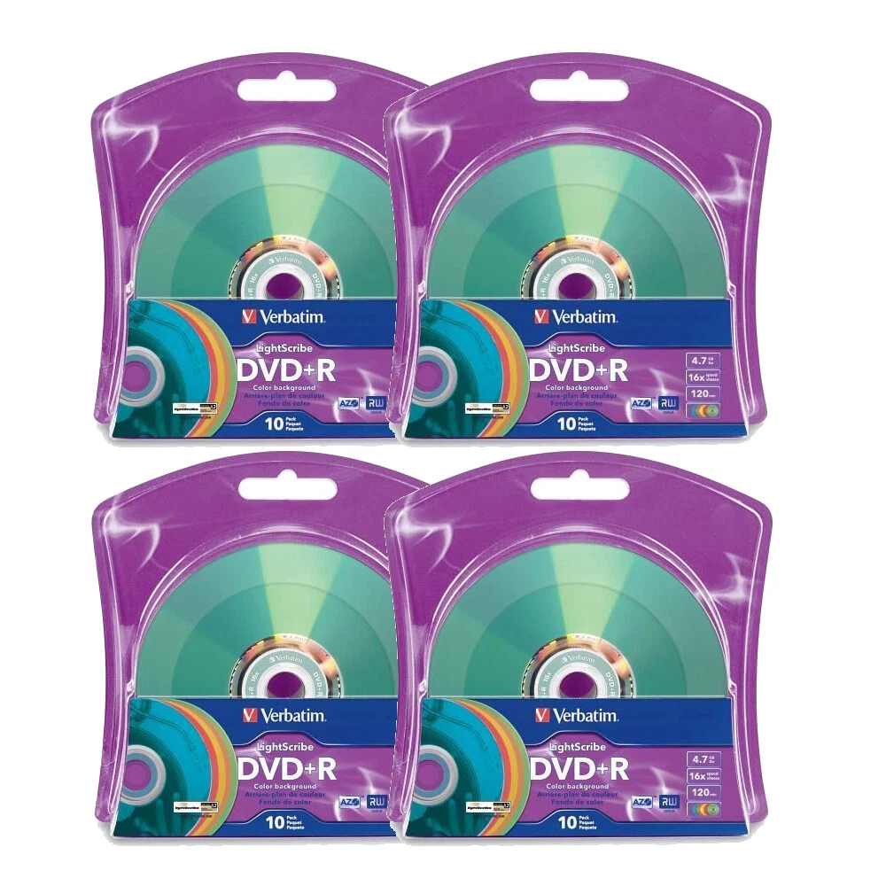 Verbatim Light Scribe DVD+R 40pk Assorted Colors - Laser Etch Prints To Disc