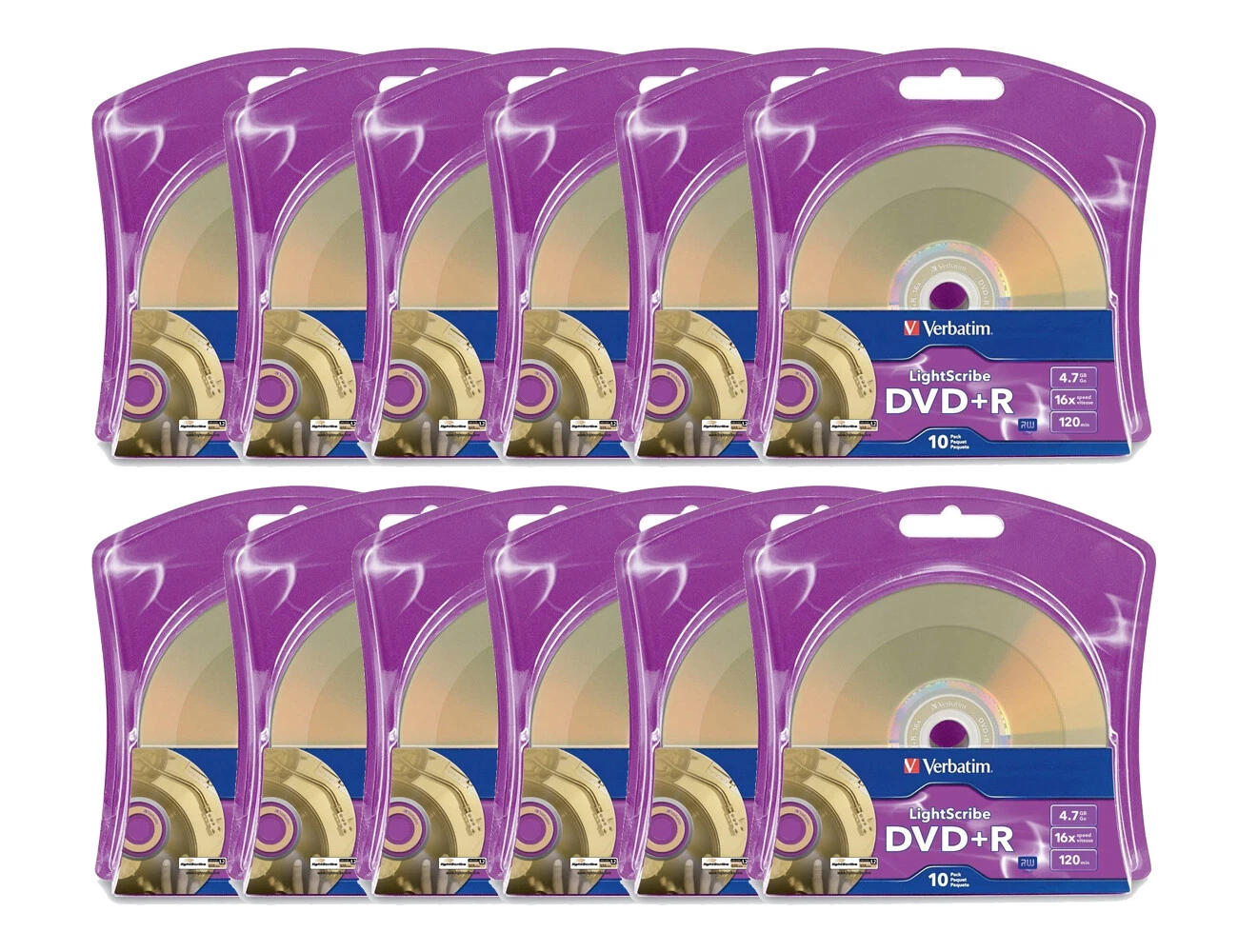Verbatim LightScribe DVD+R Blank Media 120pk - Laser Etch Prints Direct to Disc
