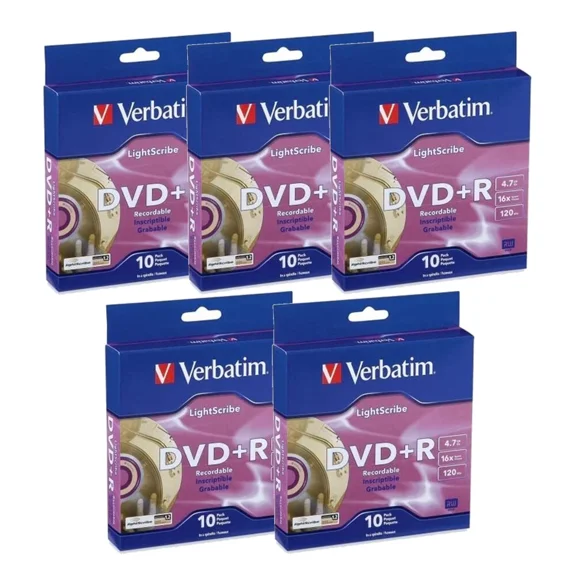 Verbatim LightScribe DVD+R Blank Media 50pk - Laser Etch Prints Direct to Disc