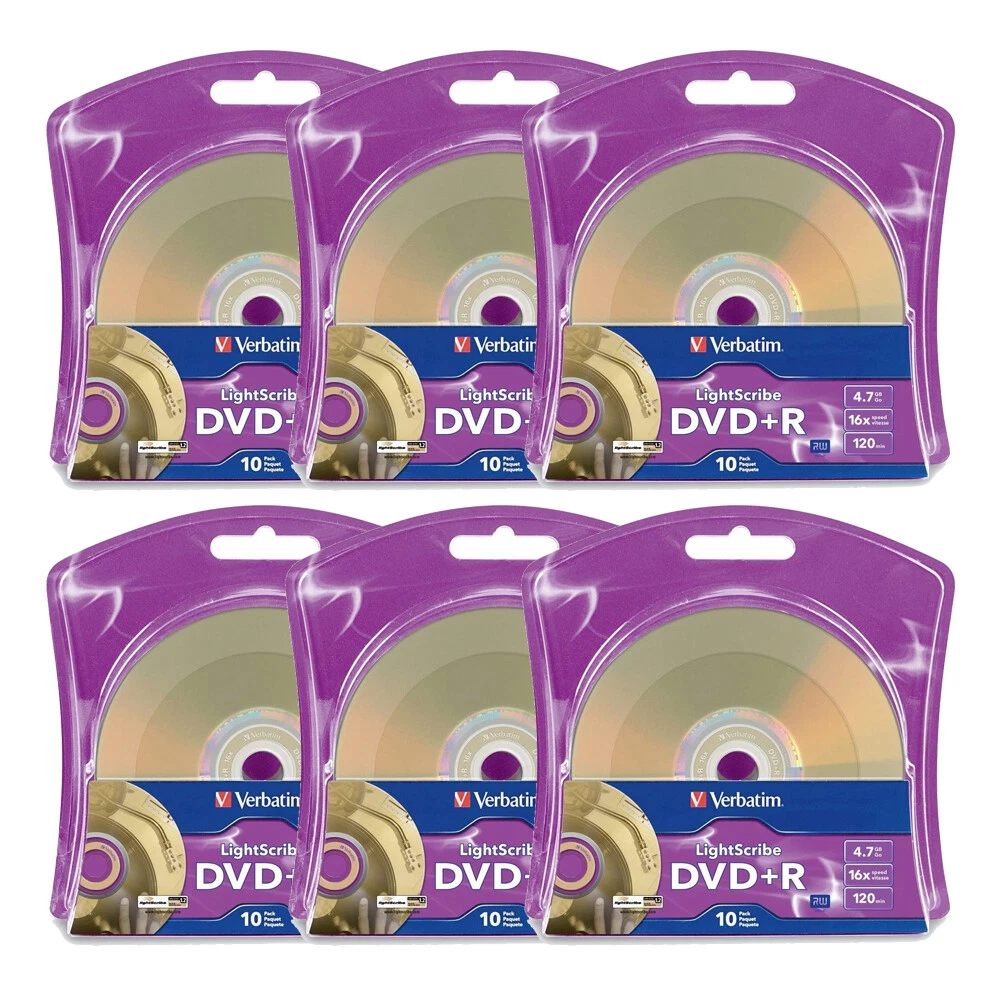 Verbatim LightScribe DVD+R Blank Media 60pk - Laser Etch Prints Direct to Disc