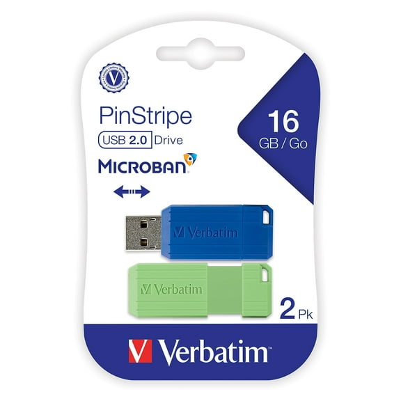 Verbatim PinStripe 16GB USB 2.0 Flash Drive 2/Pack (99149) 1913049