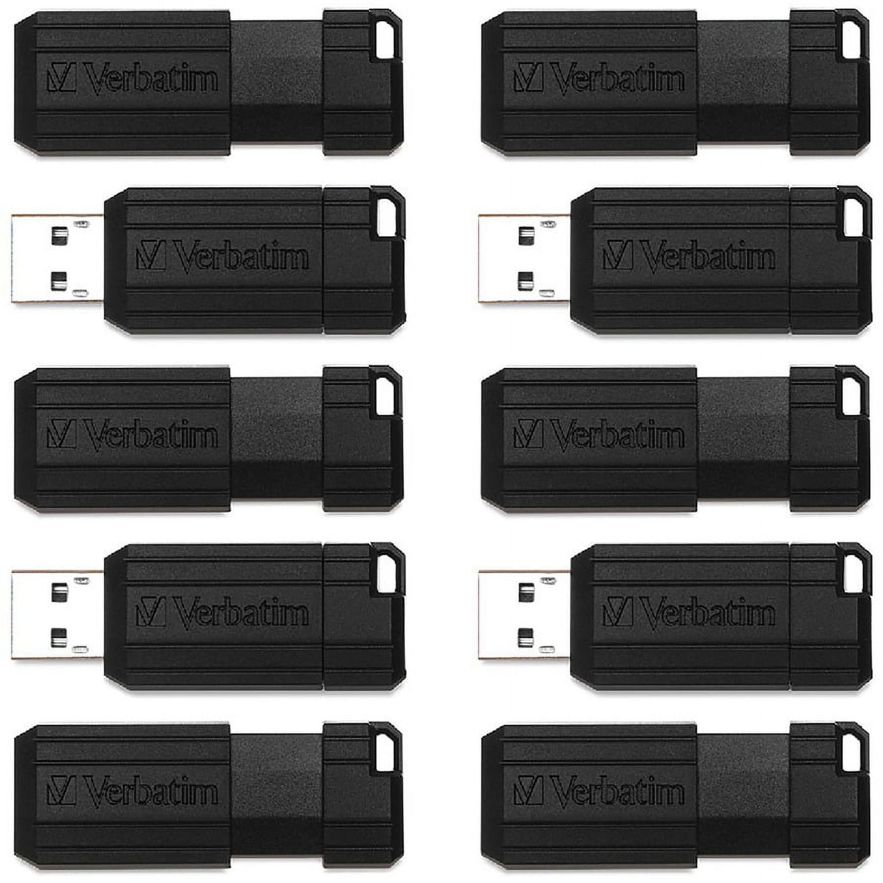 Verbatim PinStripe USB Drive - 64 GB - USB 2.0 - Black - 10 / Pack