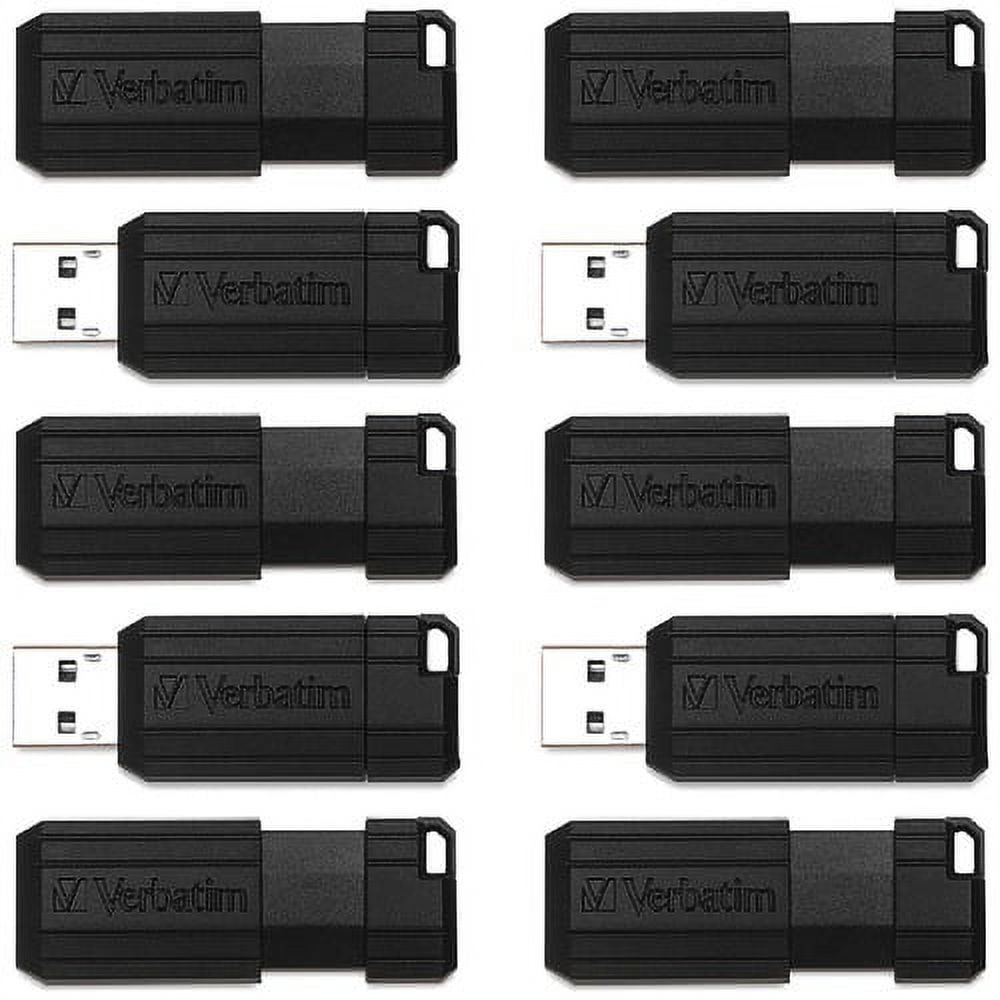 Verbatim PinStripe USB Flash Drive - 64 GB - USB 2.0 Type A - Black - 10 / Pack | Bundle of 10 Packs