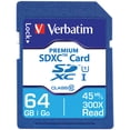 thumbnail image 1 of Verbatim 64-GB Class 10, UHS-1 V10 U1 Premium SDXC Memory Card, 1 of 3