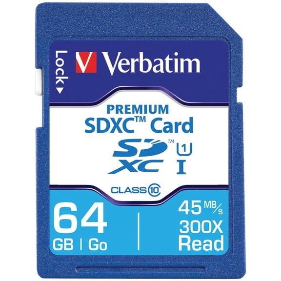 Verbatim 64-GB Class 10, UHS-1 V10 U1 Premium SDXC Memory Card