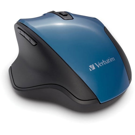 Verbatim Silent Ergonomic Wireless Blue LED Mouse - Dark Teal - Blue LED/Optical - Wireless - Radio Frequency - 2.40 GHz - Dark Teal - 1 Pack - USB - 1600 dpi - 6 Button(s) | Bundle of 10 Each
