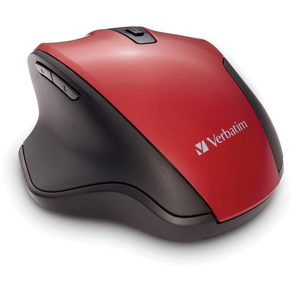 Verbatim USB-C Wireless Blue LED Mouse - Red - Blue LED/Optical - Wireless - Radio Frequency - 2.40 GHz - Red - 1 Pack - USB Type C - 1600 dpi - 6 Button(s)