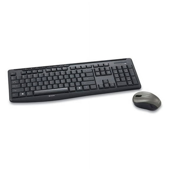 Verbatim Silent Wireless Mouse and Keyboard, 2.4 GHz Frequency/32.8 ft Wireless Range, Black, Each