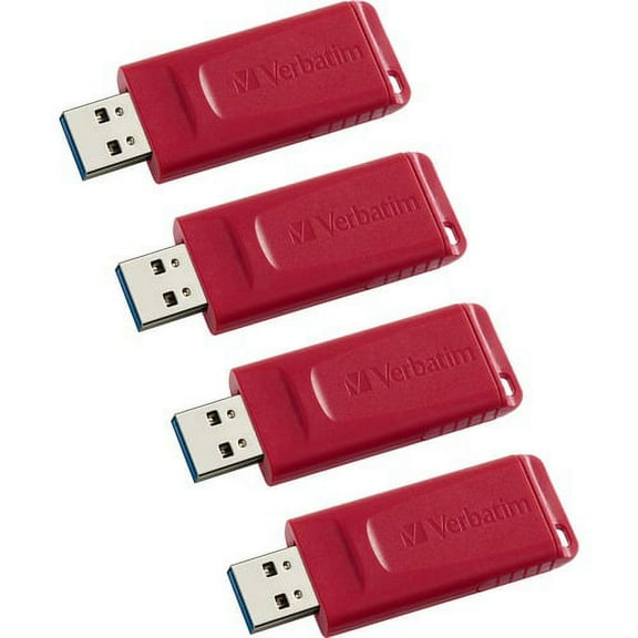 Verbatim Store 'n' Go USB Flash Drives - 16 GB - USB 2.0 - Red - Lifetime Warranty - 4 / Carton | Bundle of 10 Cartons