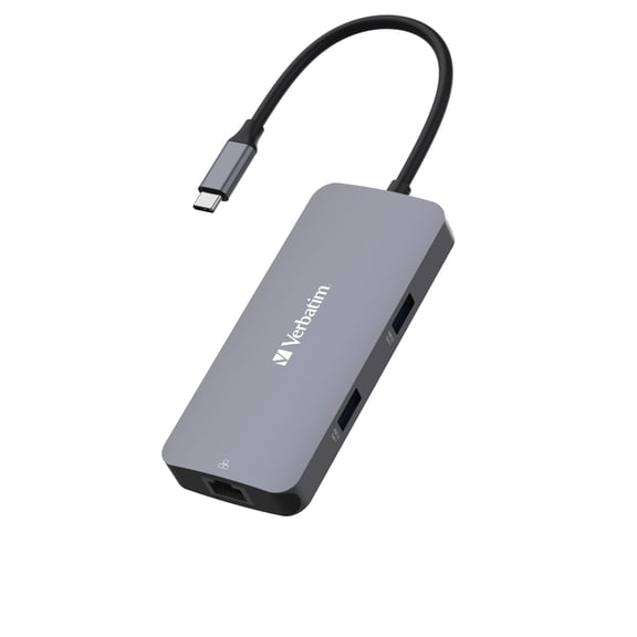 Verbatim USB-C Pro 5-Port Multiport Hub, USB-C, 4K HDMI & 100W PD, Gray