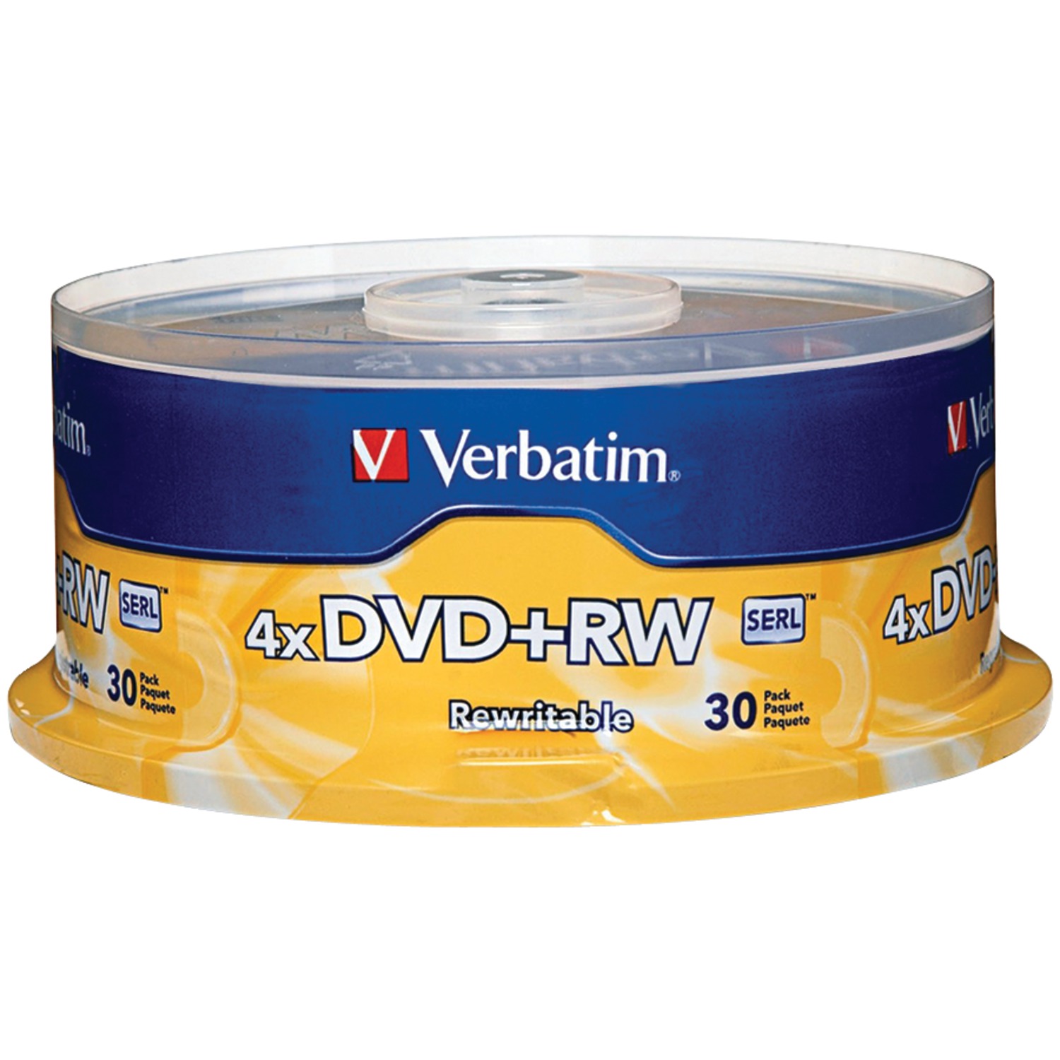 Verbatim, VER94834, 4X DVD+RW Rewritable Discs Spindle, 30, Silver - image 1 of 9